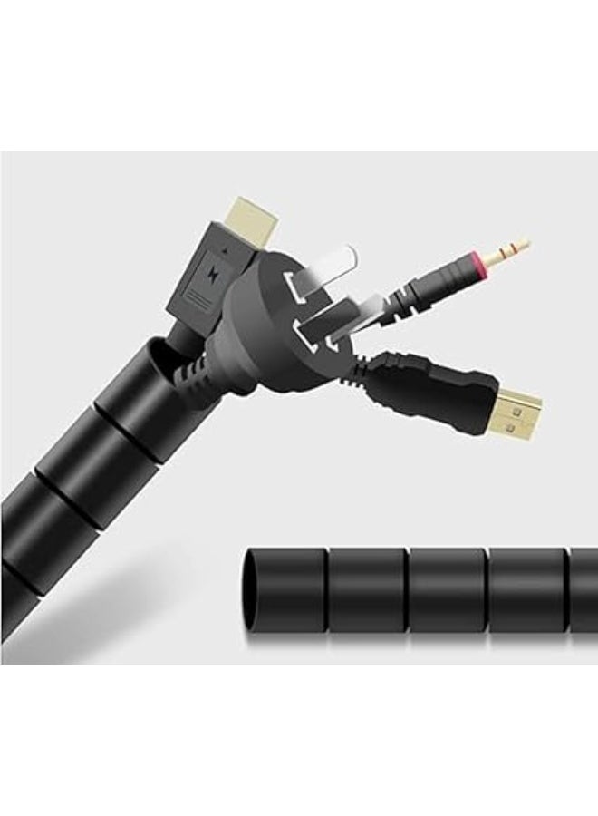 Cable Management Case Cable Wrap for Computer, TV and Home Office - Black (2 meters long, black) - Image 1